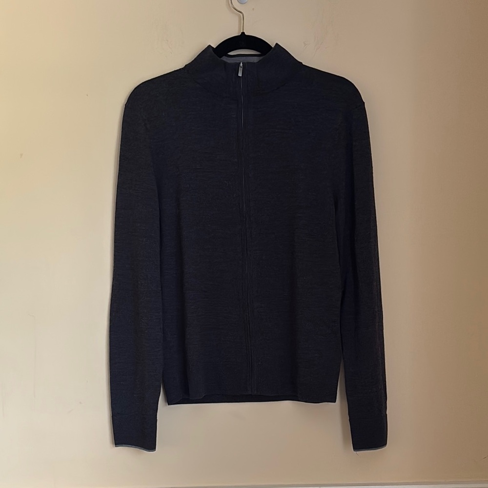 UNTUCKit 100% Merino Wool Austin Full-Zip Charcoal Dark Gray Sweater Size Small - Picture 4 of 11